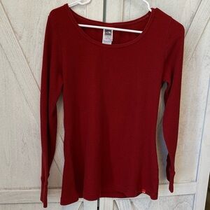 The North Face Women’s Waffle Knit Top Size Large Red Pullover Casual Workwear